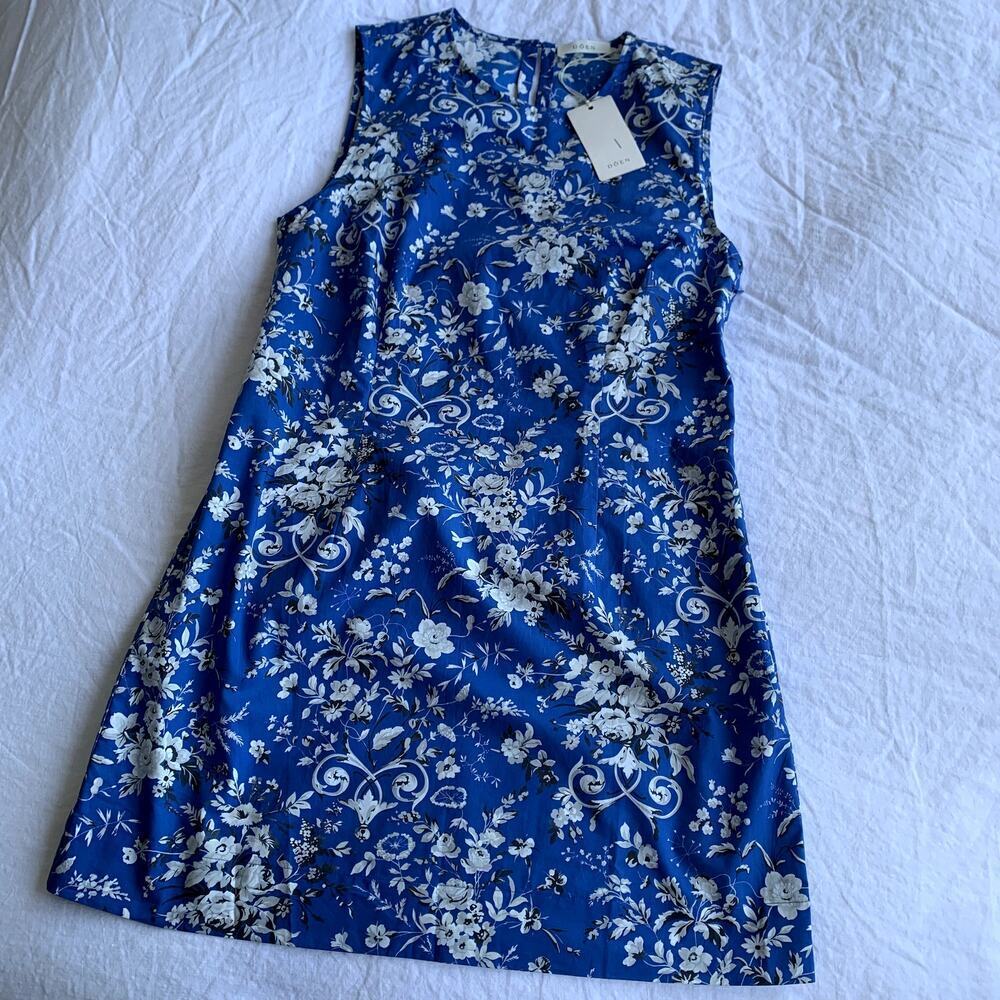 NWT Doen Adele Cotton Sleeveless Floral Mini Dress Jardins De La Fontaine Blue - Picture 8 of 13